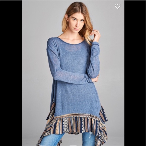 ☄️Boho tribal shark bite hem top - Picture 2 of 6